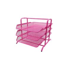 BAC A COURRIER TROIS ETAGE METAL - ROSE