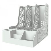 PORTE REVUE MULTI FONCTIONNEL 3 COMPARTIMENTS GRIS