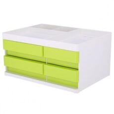 ORGANISATEUR DE BUREAU 3 COMPARTIMENTS AVEC 4 TIROIRS BLANC/VERT - EZ25050