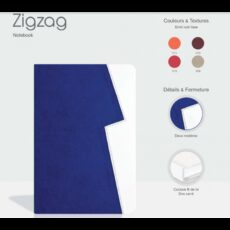 NOTEBOOK RIGIDE SIMILI CUIR ZIGZAG - 14X20.5CM