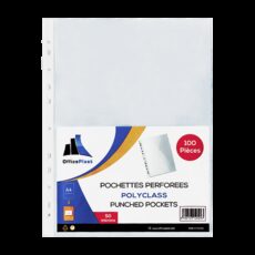 PAQUET DE 100 POCHETTES PERFOREES OFFICE PLAST EN PP 50 MICRONS